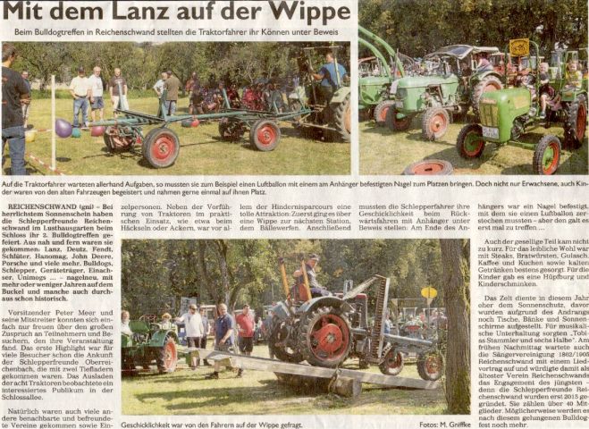 15.09.2016 - Hersbrucker Zeitung - Schleppertreffem 2016